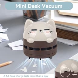 Mini Kruimelzuiger voor Tafel – Schattige Bureau Stofzuiger – Draagbare Desk Cleaner – Voor Thuis, Kantoor en Auto – Compact Design – Bruin — thumbnail 1