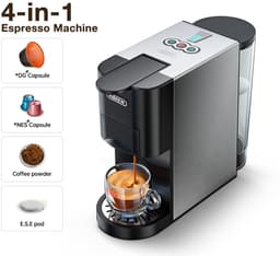 HiBREW H3D 4-in-1 Capsule Koffiemachine – 20 Bar – Geschikt voor Nespresso, Dolce Gusto, E.S.E. Pods & Gemalen Koffie – Koud & Warm – 7 Waterniveaus – 800ml — thumbnail 1