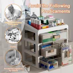 Cosensi - 4-Tier Medicine Cabinet Organizer - Opbergdoos - Duurzaam - Plastic - Medicijnen Organizer - Geschikt voor Thuis en Kantoor - 4 Laden — thumbnail 3