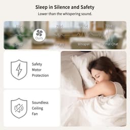 Epochglo Plafondventilator met Verlichting Klein (30"), Stille DC Motor & APP/Afstandsbediening, 22W LED Lamp Dimbaar 3000K-6000K, 6 Standen & Timer, Zomer- en Winterstand voor Slaapkamer, Eetkamer, Woonkamer, Zwart — thumbnail 4