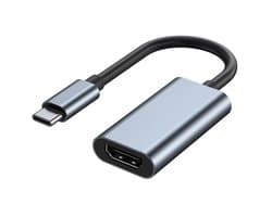 Oneay USB 3.1 Type-C Adapter – Type-C naar HDMI TV-videoconverter voor pc, laptop, computer en mobiele telefoon – (4K60hz,Grijs)