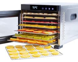 REN® Voedseldroger - Droogoven - Fruitdroger - 7 Lagen - 30 tot 90 Graden - Zilver - 34cm x 45cm x 31cm ; 8.5 kg