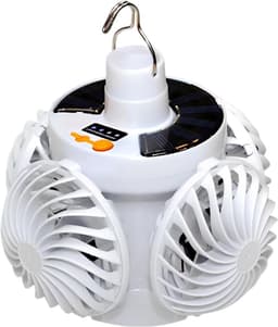 ZVD Plafondventilator – Op zonne-energie werkende ventilator met verlichting – Tentventilator met 4 bladen – Met LED-verlichting – Oplaadbaar via USB – Inclusief afstandsbediening – Ideaal voor kamperen, wandelen en verkoeling buitenshuis — thumbnail 1