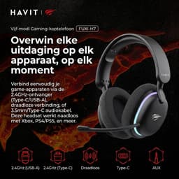 Gaming Headset Draadloos met Microfoon – PC PS5 Xbox Switch – Bluetooth – Havit — thumbnail 2
