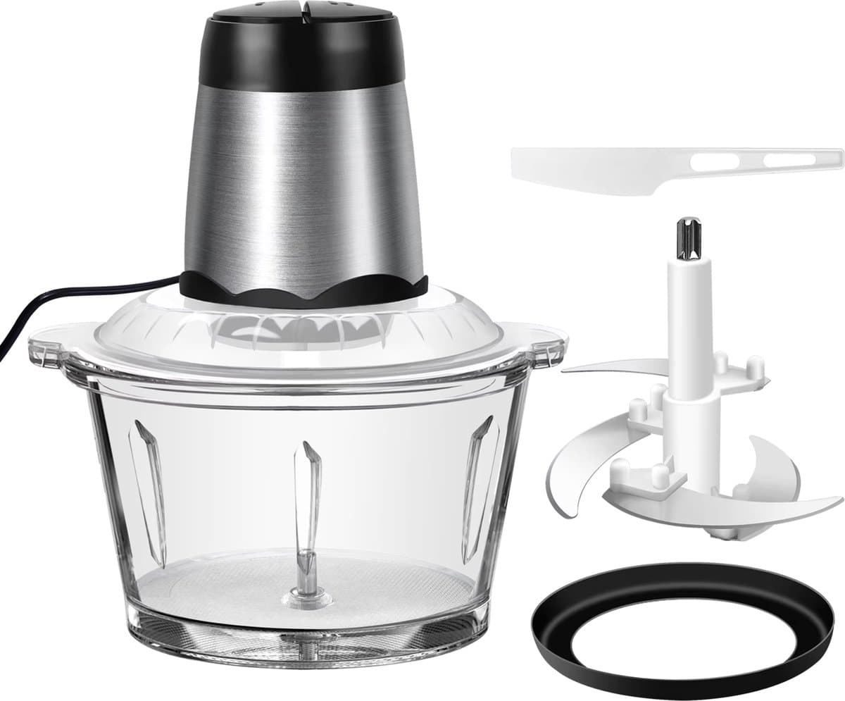 Hutjemutje - foodprocessor - keukenmachine - hakmolen - 2L - multifunctionele kleine keukenmachine - met 2 snelheden & 4 messen — afbeelding 1