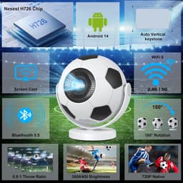 Mini Beamer WK Editie - Voetbal Beamer - Alles-in-één Smart TV Projector - 2026 model - Android TV Besturingssysteem - WiFi & Bluetooth - 4k support - Beamer - Home Cinema — thumbnail 4