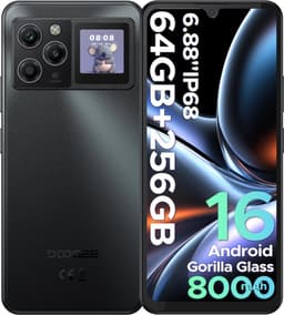 DOOGEE M30 Pro - Smartphone - 64GB RAM(8+56GB) + 256GB ROM(2TB/TF) - 6,88 Inch HD+ 120Hz - IP68 - Android 16 - 8000mAh/33W - 1,3" Subscreen - 64MP drievoudige camera - NFC - Vingerafdruk - Face ID - Zwart — thumbnail 1