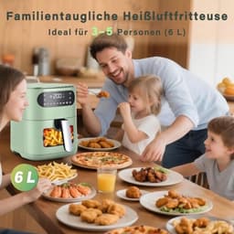NETTLIFE Airfryer 6L - Hetelucht friteuse met Kijkvenster - 1500W - 7 Bakprogramma's - 80-200°C Instelbaar - Timer & Touchscreen - Tot 5-6 personen - Groen — thumbnail 3