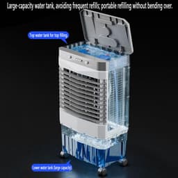 Verdampingsluchtkoeler - Mobiele Airco - Ruimte Koelen - Groot Waterreservoir - 55 Liter - Mechanisch — thumbnail 4