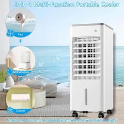Verdampingsluchtkoeler - Mobiele airco - Ruimte Koelen - 3-in-1 functie - 9L Tank - Wit — thumbnail 2