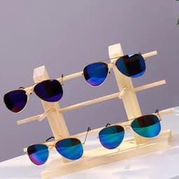 Houten Zonnebrilstandaard en Brillenhouder Organizer voor Thuis en Optiekwinkel - Geschikt voor 6 Paar Brillen, Duurzaam en Stijlvol Design — thumbnail 5