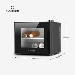 Klarstein Mini-Koelkast Frosty 10L 65W Zwart - Minikoelkast Drankkoeler Hotelkoelkast,8L 30 dB - voor Hotelkamer voor Kantoor voor Slaapkamer - LED-Binnenverlichting Glasdeur Stil - Mini Fridge - Kleine Koelkast - Compact Koelkast — thumbnail 4