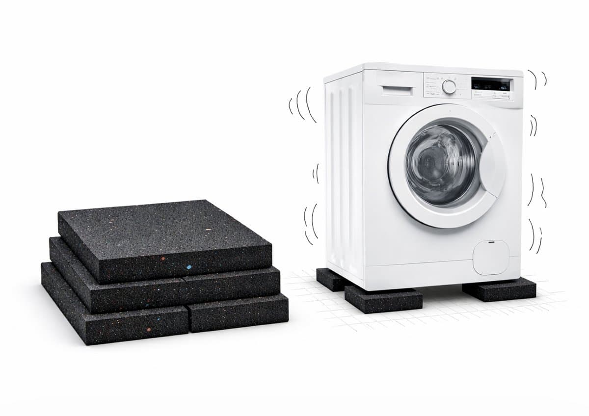 Anti trillingsmat set van 4 voor wasmachine en droger rubber onderleggers 9 x 9 x 1,5 cm — afbeelding 1