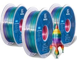 3KG+ Bundel Geeetech PLA+ Silk Rainbow Filament – 1.75mm – Multicolor Zijdeglans – 3D Printer Filament – Hoge Kwaliteit & Sterk