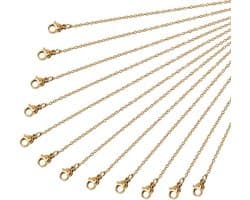 20 Stuks 50cm Gouden RVS Draadketting met Karabijnsluiting voor Kettingen, Armbanden en DIY Sieraden