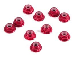 Zelfsluitende Moeren Set van 10 Stuks M2, CNC Aluminium met Gevlochten Nylon, Donkerrood, Ideaal voor Bevestiging en Beveiliging