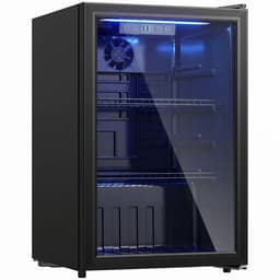 70L Drankenkoelkast - Vrijstaande Mini Koelkast - Zwart Dubbele Glazen Deur - UV-bescherming 2 Verstelbare Roosters LED - Display Verlichting 2-18°C- voor Kantoor Slaapkamer Bar — thumbnail 4