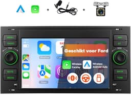Boscer Draadloos Apple CarPlay & Android Auto Autoradio - 7 Inch Scherm - Geschikt voor Ford Fiesta, Focus, Mondeo, Transit, Kuga, C-Max, S-Max, Galaxy & Connect - Bluetooth - Achteruitrijcamera & Microfoon — thumbnail 1