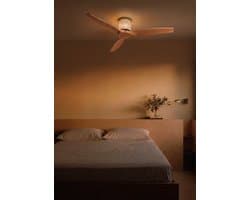 CREATE - Plafondventilator stil 40W (Ø132cm) - Sfeerlicht LED - Afstandsbediening - 6 snelheden - Programmeerbaar - WIND CALM CUSTOM RATTAN