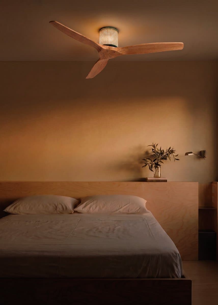 CREATE - Plafondventilator stil 40W (Ø132cm) - Sfeerlicht LED - Afstandsbediening - 6 snelheden - Programmeerbaar - WIND CALM CUSTOM RATTAN — afbeelding 1