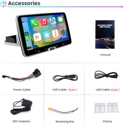 HexinexMarket Quad-Core 1DIN Autoradio Geschikt voor VW AUDI BMW BENZ Peugeot FIAT DUCATO enz - Draadloos CarPlay, Android Auto, GPS Navi, 360° rotatie, multimediaspeler, 4GB+64GB — thumbnail 4