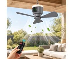 MUPOO Draagbare Oplaadbare ventilator lamp camper met Afstandsbediening - Ø 45cm-12000mAh - 4 Standen-Timer - Stille Motor & Type-C Opladen - lamp ventilator plafond voor Slaapkamer, Tuin, Kamperen, RVs & Buiten — afbeelding 1