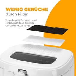 Friteuse - Frituurpan - Lekkere Snacks Maken - Geur- en Vetfilter - 2.5 Liter - Wit — thumbnail 3