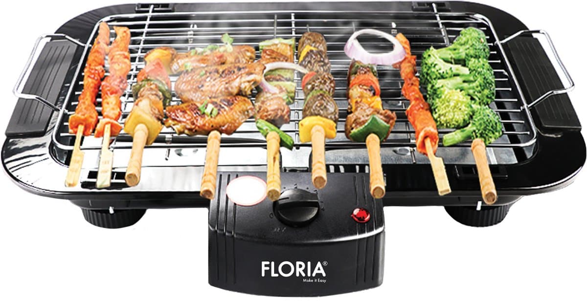 Elektrische BBQ Grill – 2000W – Tafelbarbecue – Afneembaar Grillrooster – Regelbare Temperatuur – Zwart — afbeelding 1