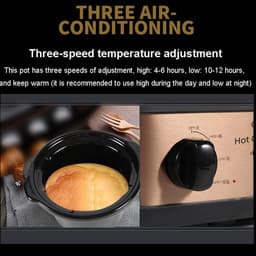 Huishoudelijke multicooker - Mini kookpan - Gezond koken - Dubbele keramische pot - 12L per pot - Zwart — thumbnail 4