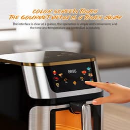 Heteluchtfriteuse – Airfryer - Airfryer Oven - 8L - 1400W - Airfryer Zonder Olie - LED Touchscreen - Kijkvenster - RVS - Hoge Temperatuur - Zwart — thumbnail 5