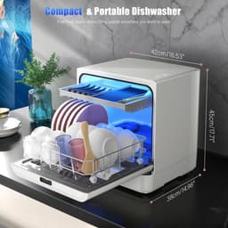 Draagbare Vaatwasser - Aanrecht Vaatwasser - Dagelijkse Afwas - Geen Installatie Vereist - 8 sets - Wit — thumbnail 4