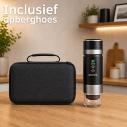 Draagbare koffiemachine - Verwisselbare Accu + 1 extra accu - 20 Bar - Inclusief Beschermhoes - 150 ml - 7500 mAh - Draagbaar koffiezetapparaat - Cups & Gemalen Koffie - Camping & Reizen - Espresso & Lungo - Seltrix - Zwart — thumbnail 5