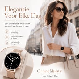 Cinturio Majestic – Gouden Smartwatch Dames – Bluetooth Bellen – AMOLED Scherm – Hartslagmeter – Slaapmonitor – 100+ Sportmodi – iOS & Android — thumbnail 2