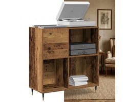 Platenspeler Meubel - LP-kast - Platenspelerkast - Draaitafelstandaard - Platenspelerstandaard - Vintage Displayplank - Oud hout