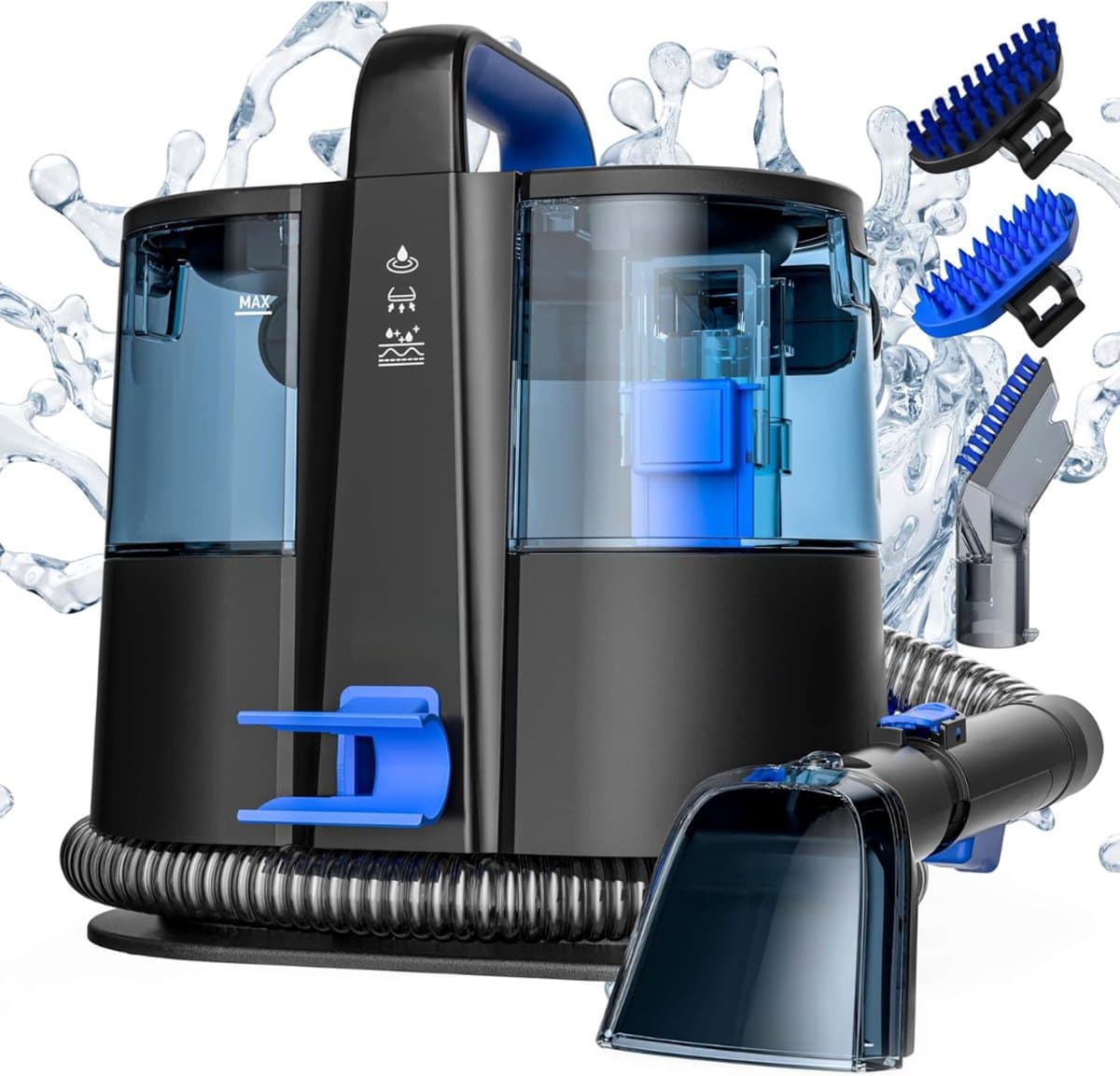 RUX® Vlekkenreiniger - Vlekkenreinigers - Tapijtreiniger Machine - Vlekkenreiniger Bank - Zwart/Blauw - 35cm x 30cm x 33cm — afbeelding 1