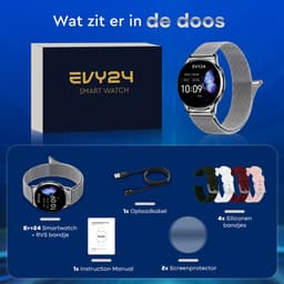 Evy24 Smartwatch Pro 42mm - Smartwatch Dames - Horloge met Belfunctie - Sporthorloge Dames - AMOLED - Bloeddrukmeter - Stappenteller - Android en iOS - Zilver — thumbnail 6