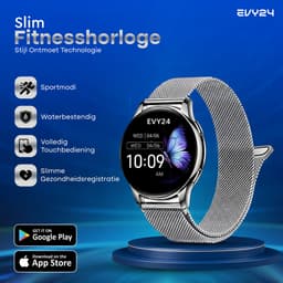 Evy24 Smartwatch Pro 42mm - Smartwatch Dames - Horloge met Belfunctie - Sporthorloge Dames - AMOLED - Bloeddrukmeter - Stappenteller - Android en iOS - Zilver — thumbnail 3