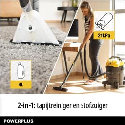 Powerplus - Yellow - POWX3265 - Geborsteld - Stofzuiger - tapijtreiniger - nat-droog 1600W 20L — thumbnail 3