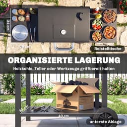 Houtskool Barbecue - Metaal - Zwart - 110x46.5x101cm - Buiten Gebruik — thumbnail 5