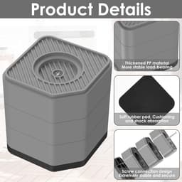 4-delige Rubberen Anti-Vibratie Onderzetters – Antislip Basis geschikt voor Wasmachine & Koelkast, Stabilisator & Schokdemper geschikt voor Elektroapparaten & Meubels — thumbnail 2