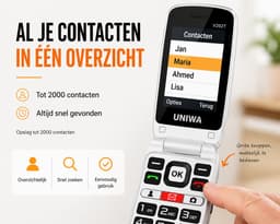 Uniwa V202T Senioren Telefoon 4G Senioren GSM Mobiele Telefoon Klaptelefoon Grote Toetsen SOS Noodknop Simlockvrij Oplaadstation Luid Geluid — thumbnail 3
