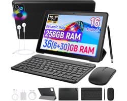 X6PROL Tablet 10.1 inch - 6GB RAM + 256GB opslag - Octa-core - Android 16 - Inclusief Hoesje, Toetsenbord, Muis & Koptelefoon - WiFi 6 - Zwart