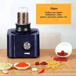 J&R Keukenmachine - Alles in 1 keukenmachine - Multifunctionele keukenmachine - Blender - Vleesmolen - Garde - Kneder - Shredder - Sinaasappelpers - Hakselaar - Blender - 1100W - Blauw — thumbnail 3