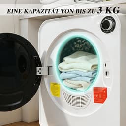Re-purelife® wasdroger 4 kg met 4 programma's - compacte kledingdroger van roestvrij staal en PCM-behuizing - stapelbare droogtrommel met koelfunctie en wandmontage - wit 49,5 × 41,5 × 59,5 cm — thumbnail 16