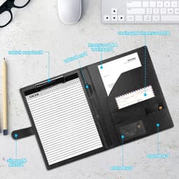 Professionele A4 Leren Conferentie Map met Clipboard, Notepad en Documentvakken, Waterproof en Inclusief Penhouder — thumbnail 2