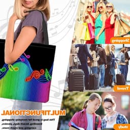 Trendy Herbruikbare Schoudertas met Muzieknoten - Ideaal voor Dagelijks Gebruik, Canvas Tas, Zwarte Tas voor Muziekliefhebbers — thumbnail 5