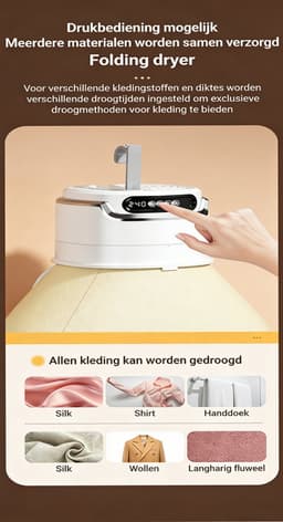 KZQ Mini Droger Elektrische Vouwbare Wasdroger Met Afstandsbediening in UV Sterilisatie Kaki 220V voor Appartement in Reis — thumbnail 5