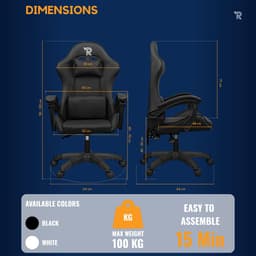 Ranqer Apollo Bureaustoel - Gaming stoel / Gaming Chair - Gamestoel - zwart — thumbnail 9
