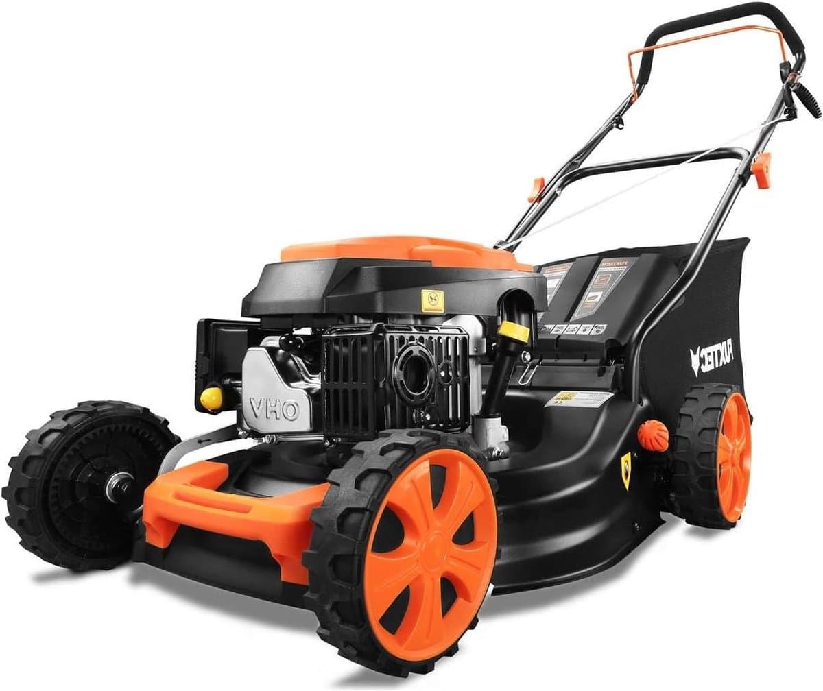 Benzine Grasmaaier - Gazonmaaier Mulcher - Gazon Onderhouden - 3-in-1 Functionaliteit - 46cm Maaibreedte - Zwart — afbeelding 1