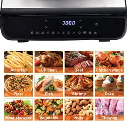 Heteluchtfriteuse Grill - Combi Oven - Gezond Koken - Dubbele Kookplaten - 6 Liter - Zwart — thumbnail 3